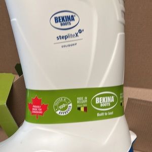 NWT | Bekina Neotane CSA Protective Boots | White/Blue Tread